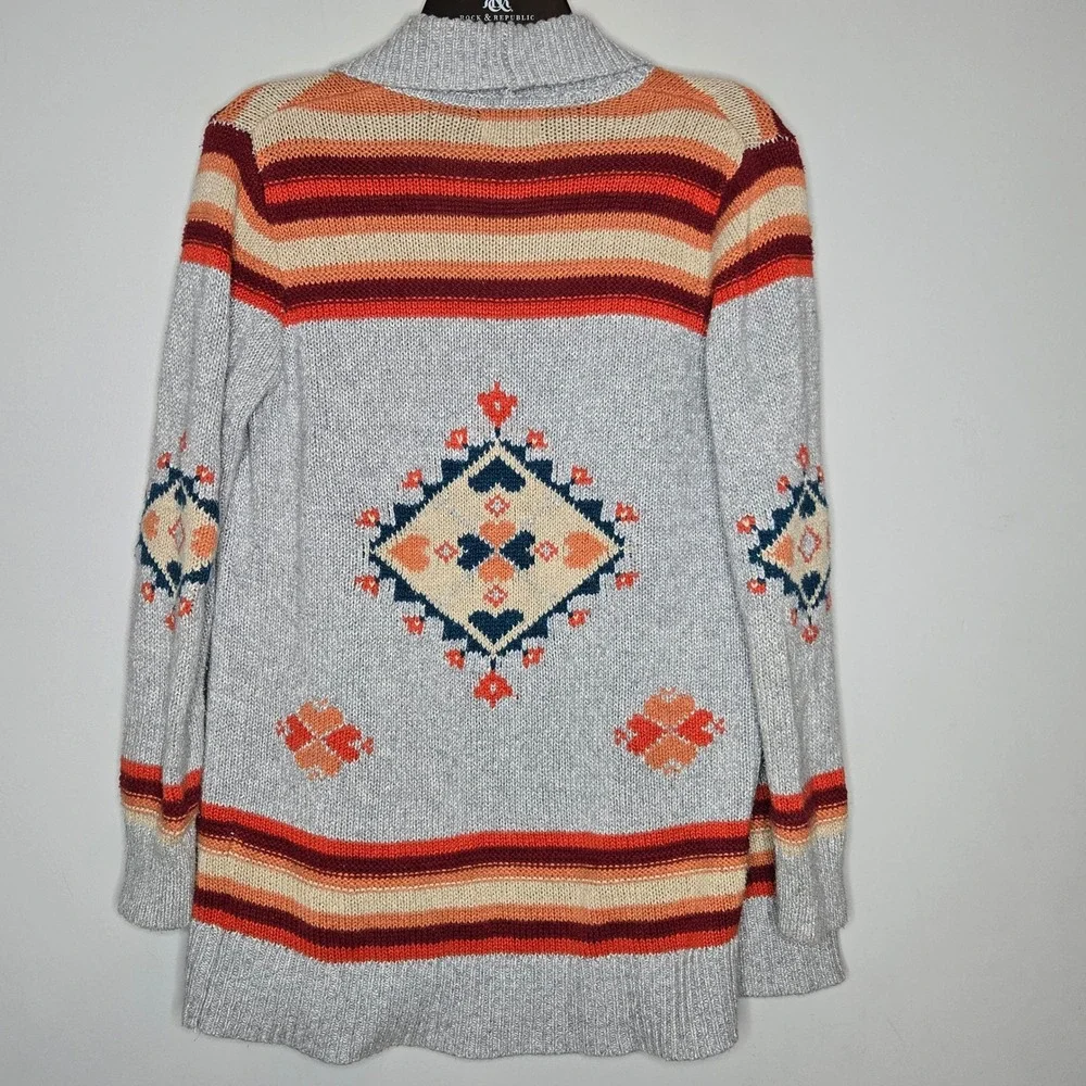 Old Navy Girls XL 14 Gray‎ southwestern Tribal Aztec Pattern Cardigan Sweater